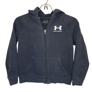 Under Armour Boys Fleece Zip Up Black Hoodie Youth Small